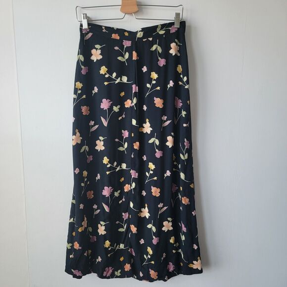 prairie rose womens floral Midi Skirt size 10 Cottage Flowy Button Front A-Line - Picture 2 of 7